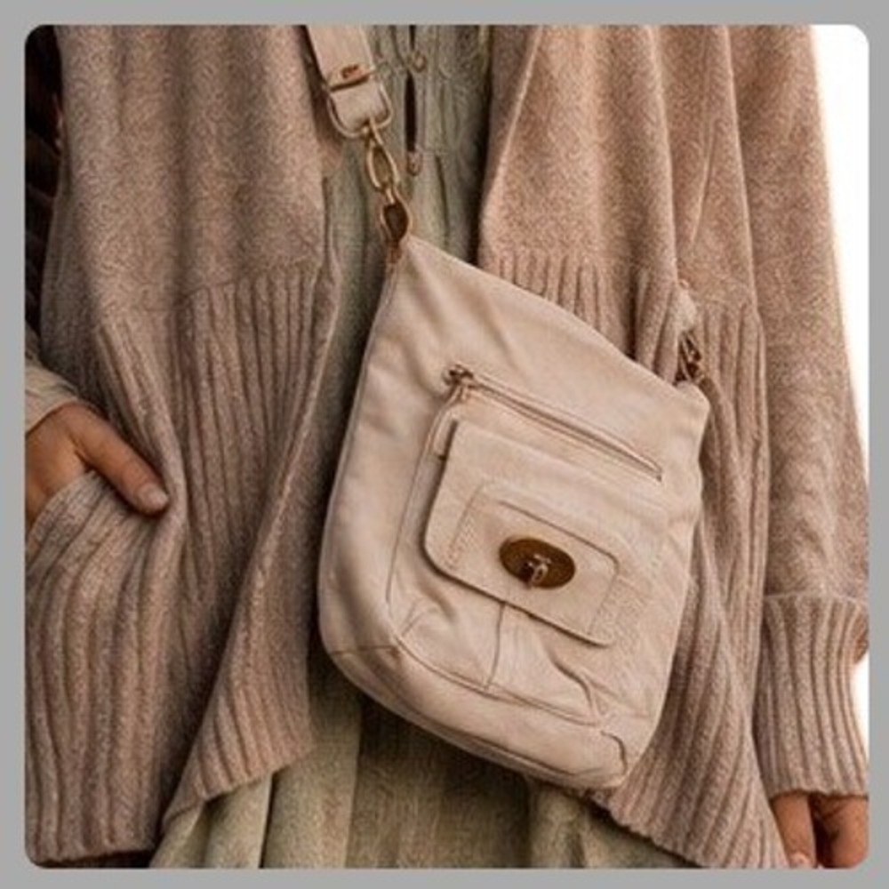 Canvas Crossbody Bag Cream Utilitarian Multi Pocket Minimalist Neutral Clean
